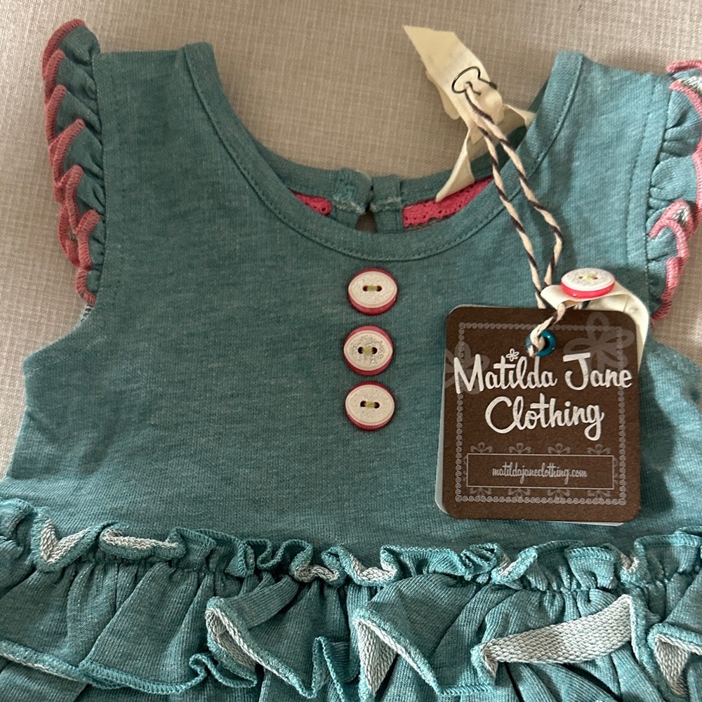 Matilda Jane Teal and Pink Ruffle Dress - Picture 2 of 5